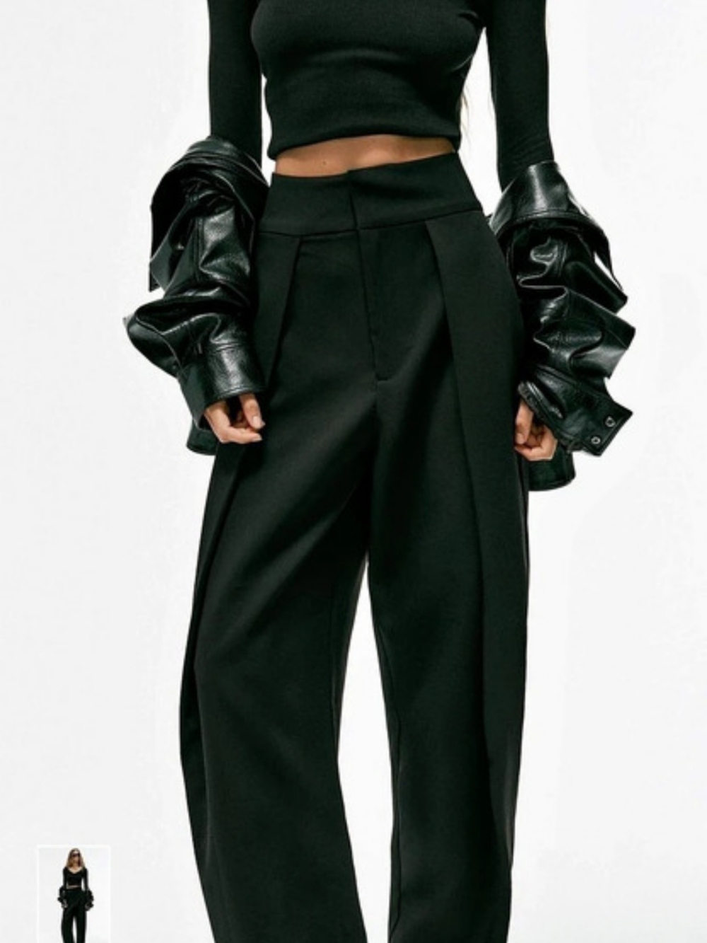 ZARA Wide Leg Pants in Black Size Small NWT